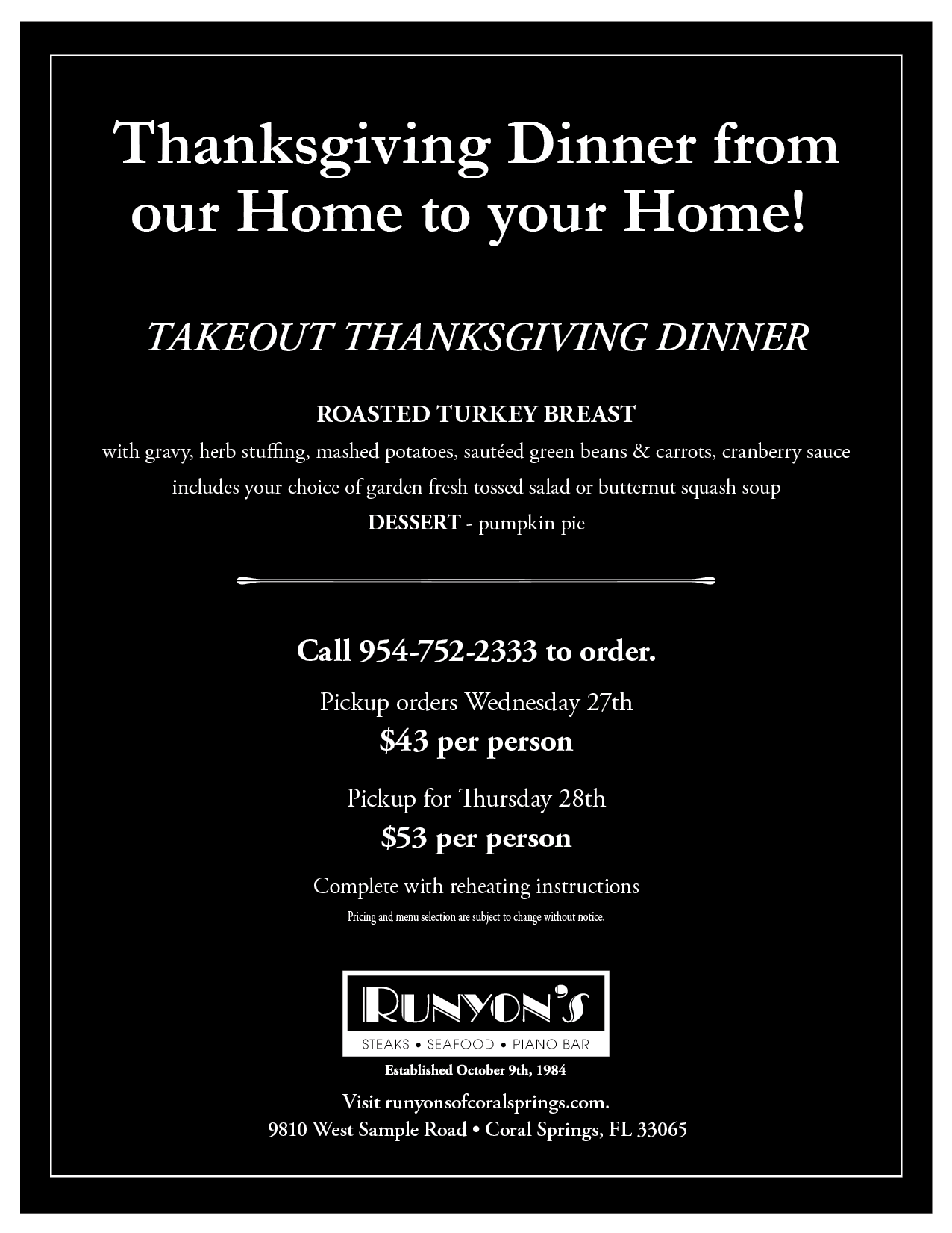 thanksgiving at runyons