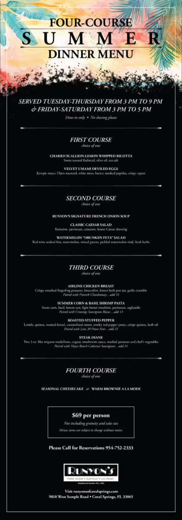 4-Course Summer Dinner Menu