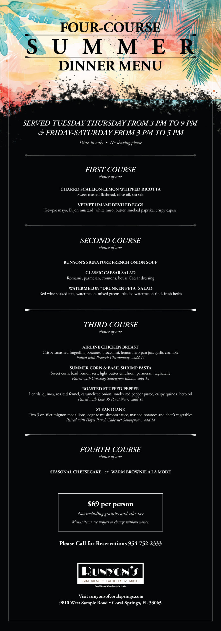 4-Course Summer Dinner Menu