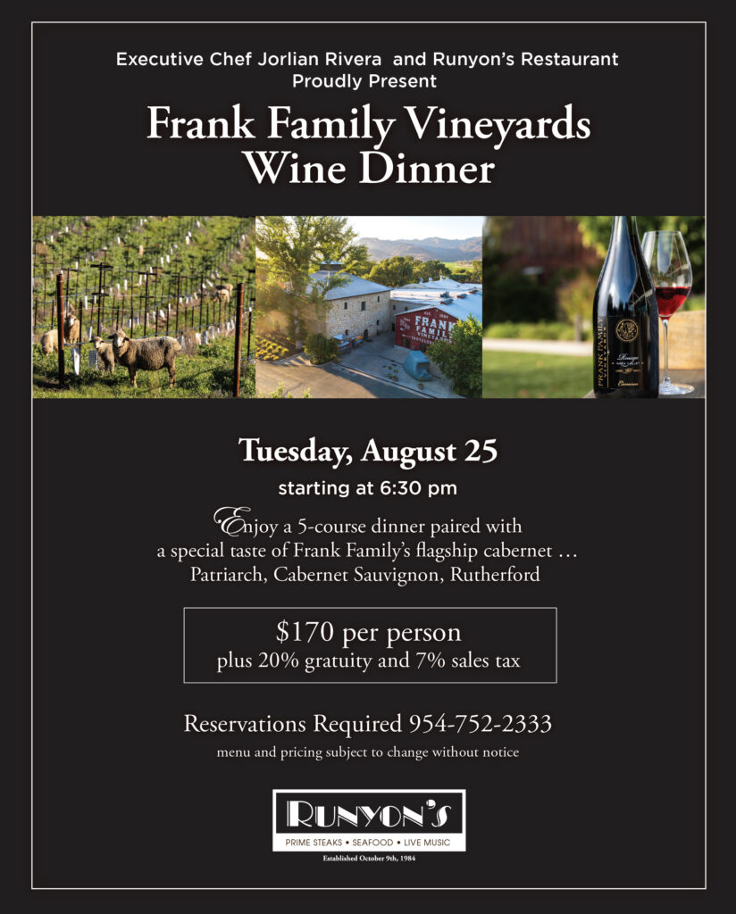 Frank Family Vineyards
Wine Dinner