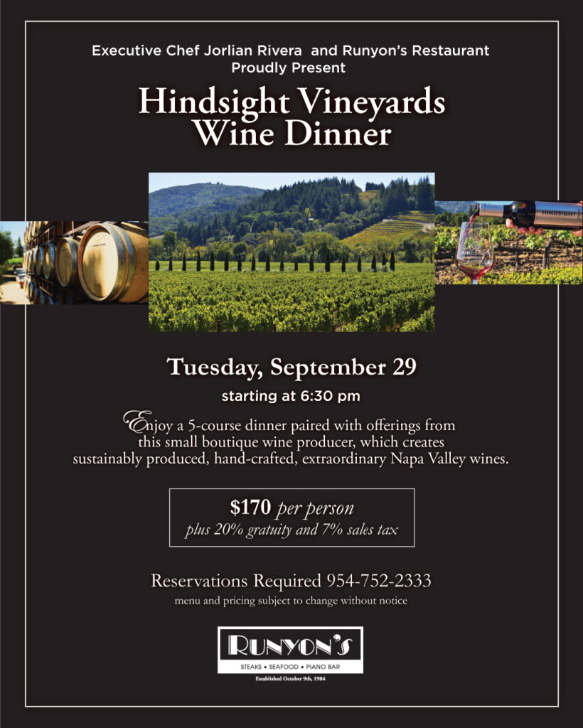 Hindsight Vineyards Wine Dinner